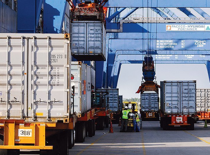 containers loading NECS warehouse